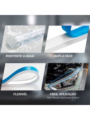 Fita de LED DRL Dual Color Universal 3000k 6000k 12V 60cm Farol com Função Seta Sequencial