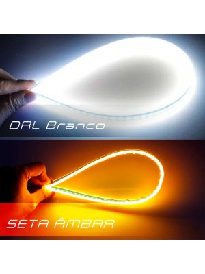 Fita de LED DRL Dual Color Universal 3000k 6000k 12V 60cm Farol com Função Seta Sequencial