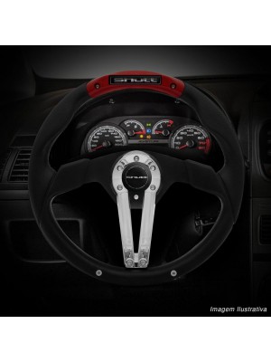 Kit Volante Esportivo Gol Saveiro Parati G2 G3 G4 Preto e Vermelho com Cubo Maxx Shutt RMX3