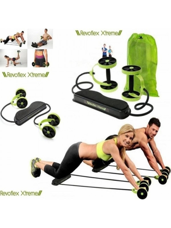 Kit musculação fitness academia em casa revoflex elastico roda abdominal para braços e pernas