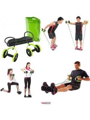 Kit musculação fitness academia em casa revoflex elastico roda abdominal para braços e pernas