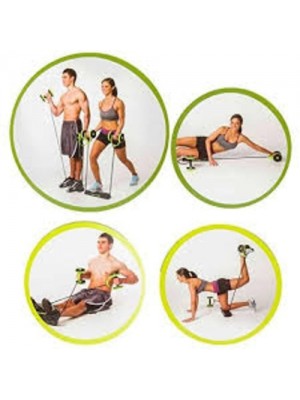 Kit musculação fitness academia em casa revoflex elastico roda abdominal para braços e pernas