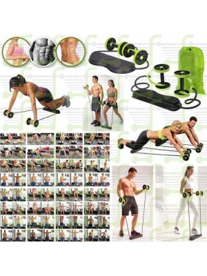 Kit musculação fitness academia em casa revoflex elastico roda abdominal para braços e pernas