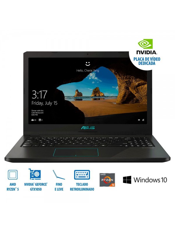 Notebook Gamer Asus AMD Ryzen 5 3500U 8GB 1TB NVIDIA GTX1050 4GB Windows 10 Home 15.6 Preto/Azul 