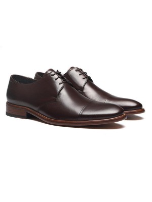 Sapato Derby Casual Sergio's Couro Masculino - Marrom Escuro
