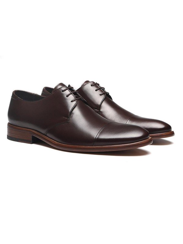 Sapato Derby Casual Sergio's Couro Masculino - Marrom Escuro