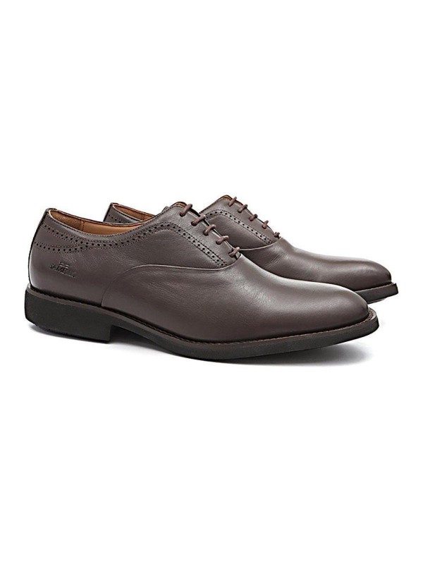 Sapato Casual Samello Derby Em Couro Masculino - Café
